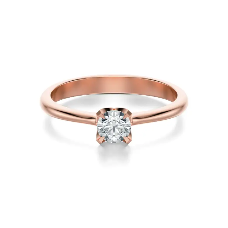 Pierścionek z diamentem różowe złoto